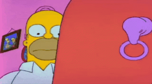 Homer Simpson Looking at Red Object