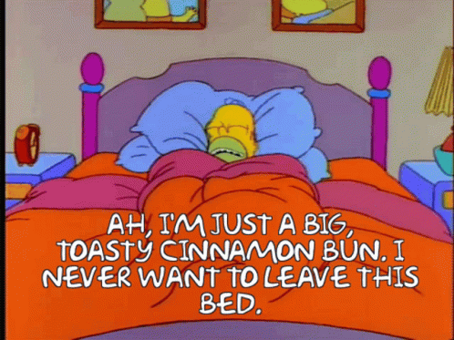 Homer Simpson Lying in Bed with Cinnamon Bun