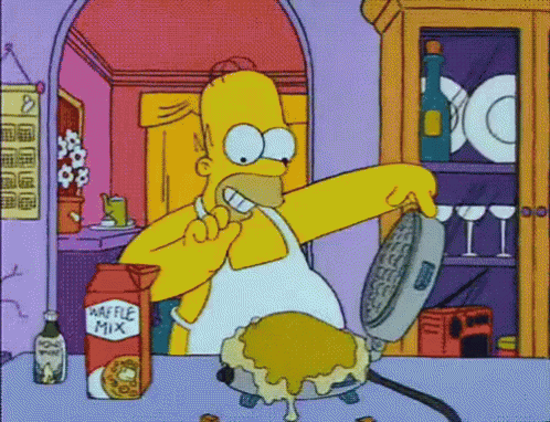 Homer Simpson Making Waffle With Waffle Mix