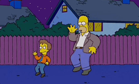 Homer Simpson Next to Boy and House