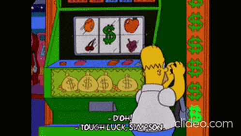 Homer Simpson Playing Slot Machine Says Doh GIF