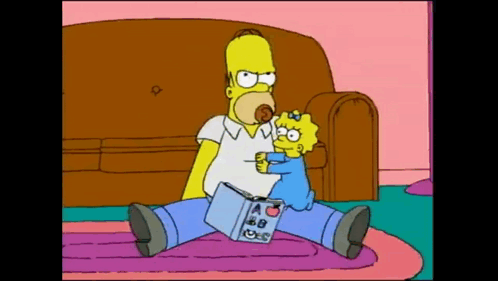 Homer Simpson Reading Book to Maggie
