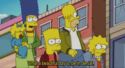 Homer Simpson Says What A Beautiful Day To Be In Denial In A Cartoon GIF