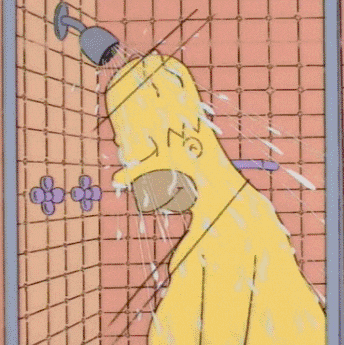 Homer Simpson Showering With Eyes Closed GIF