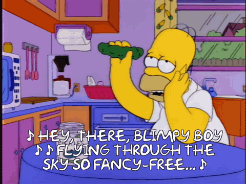 Homer Simpson Singing Hey There Blimpy Boy Flying Through The Sky So Fancy - Free GIF