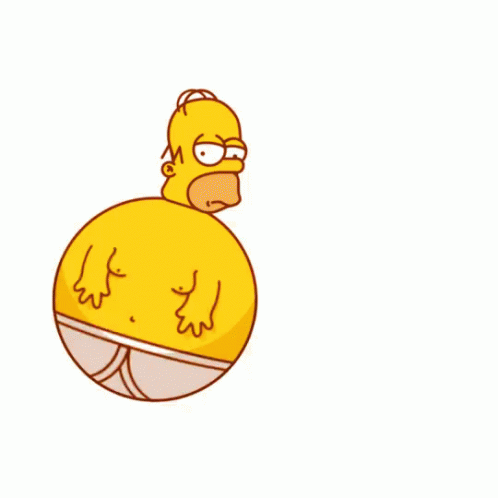 Homer Simpson Sitting on Ball in Underwear