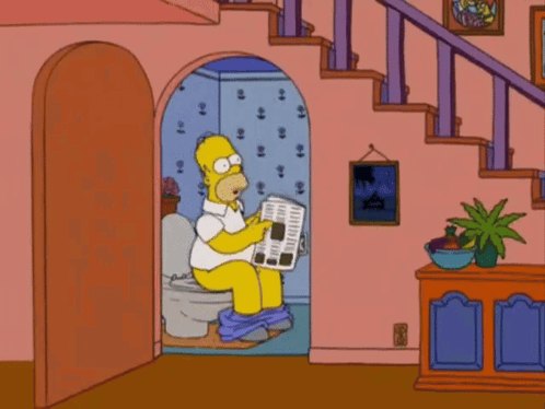 Homer Simpson Sitting on Toilet Reading Newspaper