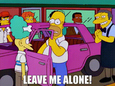 Homer Simpson Standing In Front Of Pink Car Saying Leave Me Alone GIF