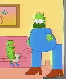 Homer Simpson Standing Next To Green Frog GIF