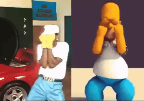 Homer Simpson Standing Next To Woman With Blue Hair GIF