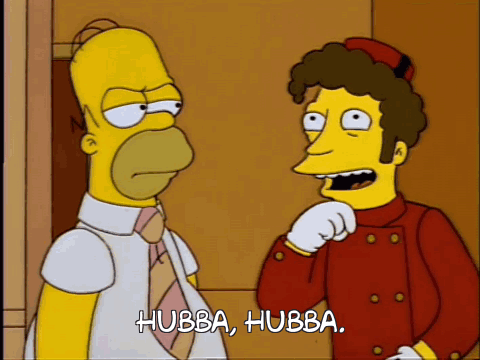 Homer Simpson Talking To Man In Red Jacket GIF