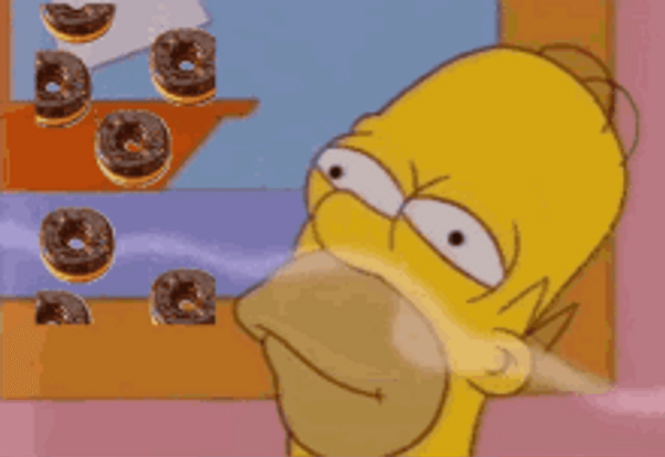 Homer Simpson Thinking Imaging Chocolate Donuts GIF