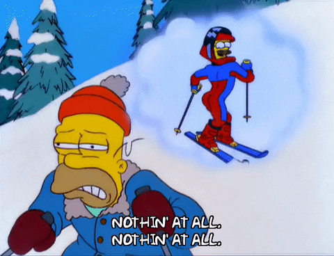 Homer Simpson Thinking While On A Ski GIF