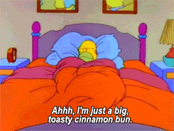 Homer Simpson Toasty Cinnamon Bun Bed GIF