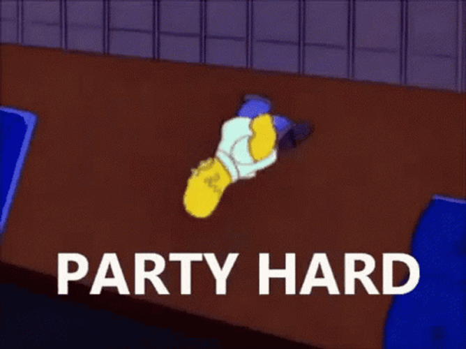 Homer Simpson Walking In The Floor Party Hard GIF