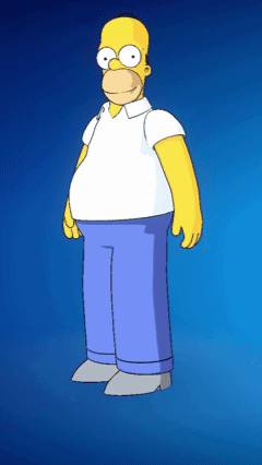 Homer Simpson In White Shirt And Blue Pants On Blue Background GIF