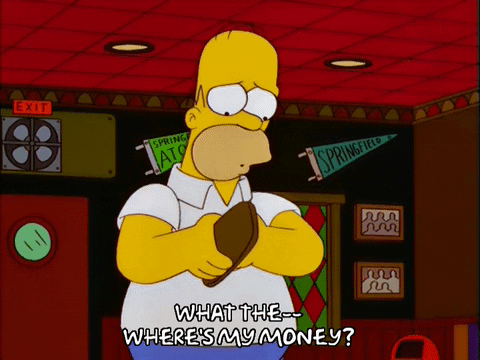 Homer Simpson What The Where's My Money GIF