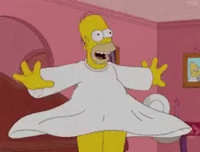 Homer Simpson White Dress Spin Twirl GIF
