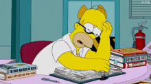 Homer Simpsons Struggling To Study GIF