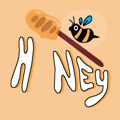 Honey Font With Bee Tapping The Spoon GIF