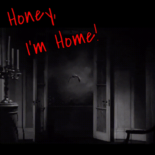 Honey I'm Home in Red on Black