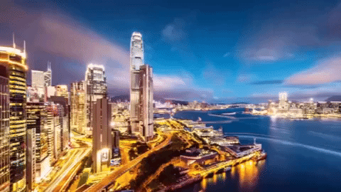 Hongkong China Harbour Lights GIF
