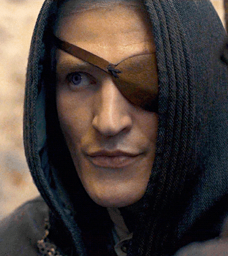 Hooded Aemond Targaryen Whispering GIF