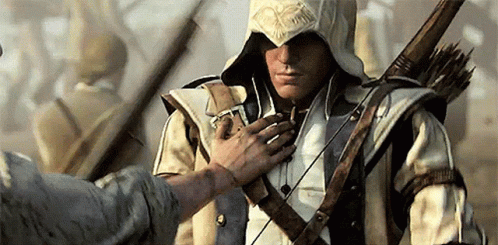 Hooded Archer Holding Hand on Chest