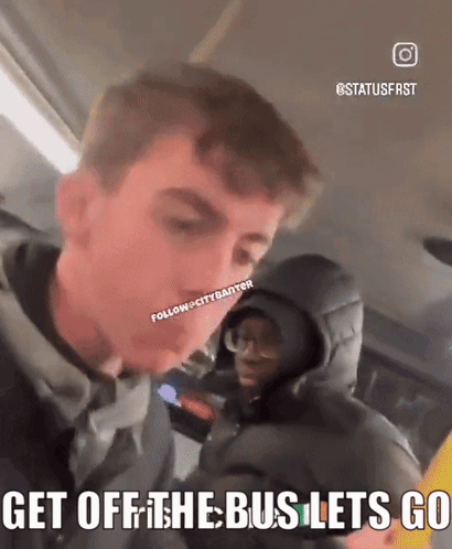 Hooded Jacket Man: Get Off Bus Let's Go