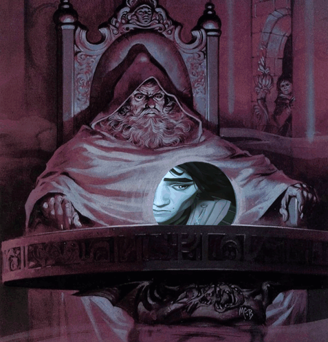 Hooded Man Sitting in Chair With Woman Behind
