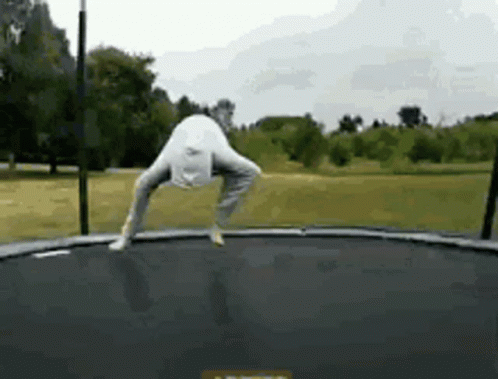 Hooded Man Trampoline Fails GIF