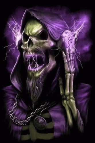 Hooded Skull With Lightning Effect GIF