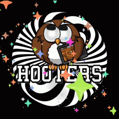 Hooters Logo Cartoon Owl Holding Cell Phone GIF