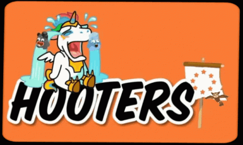 Hooters Logo Cartoon Unicorn Surrounded By Animals GIF