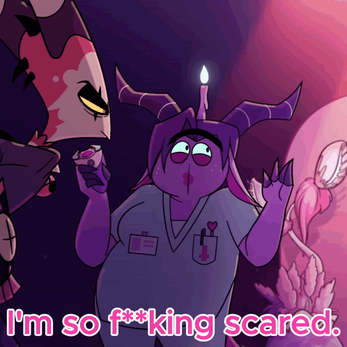 Horned Cartoon Saying So Fucking Scared
