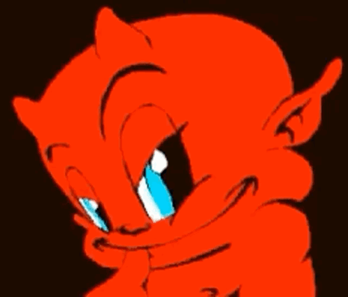 Horned Demon Surrounded by Flames Saying Demon