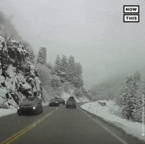 Horrible Snowy Car Crash GIF