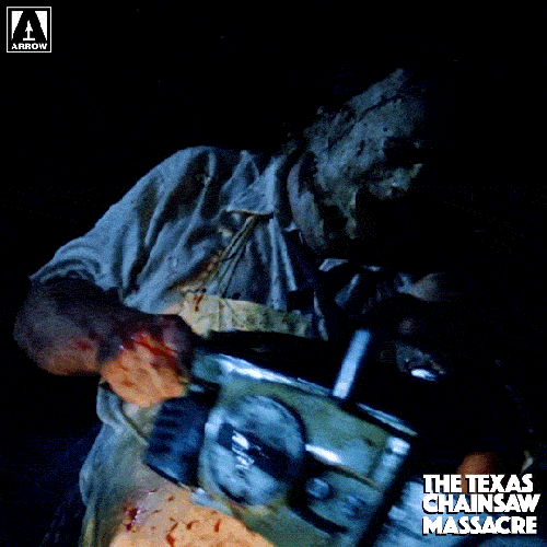 Horror Movie Leatherface Cutting Chainsaw GIF