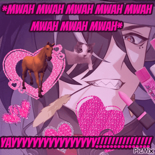 Horse and Cat With Mwah Mwah Mwah Mwah