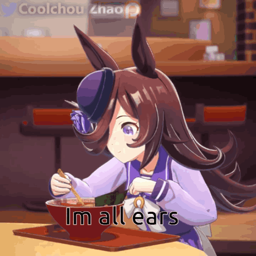 Horse Eating Ramen Saying I'm All Ears