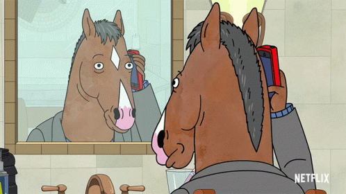 Horse Looking in Mirror With Netflix