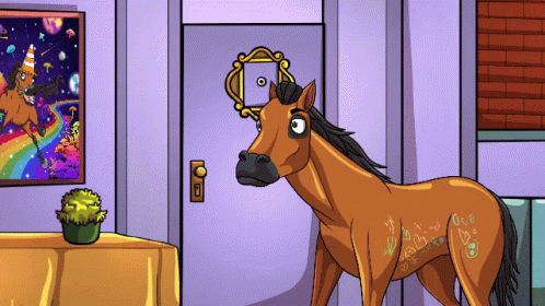 Horse Standing Before Door With Unicorn Picture GIF