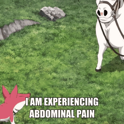 Horse Standing in Grass with Abdominal Pain