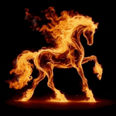 Horse With Flames in Mane and Tail
