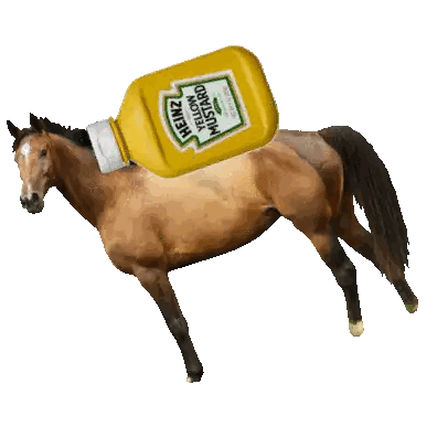 Horse with Heinz Yellow Mustard Bottle
