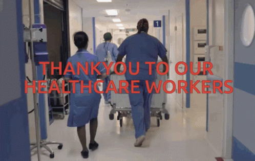 Hospital Hallway Saying Thank You to Our Healthcare Workers