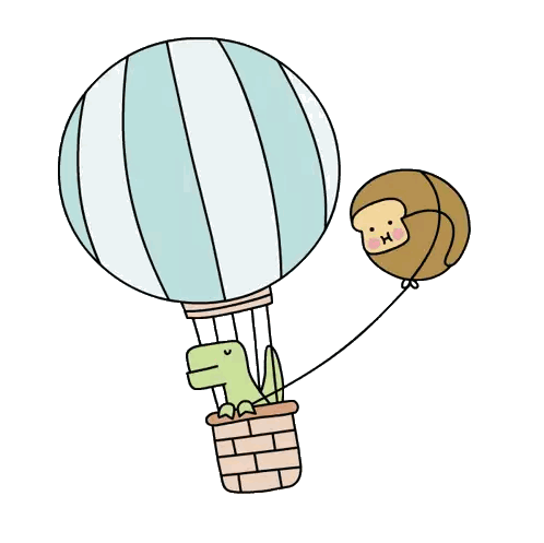 Hot Air Balloon With Dinosaur and Monkey