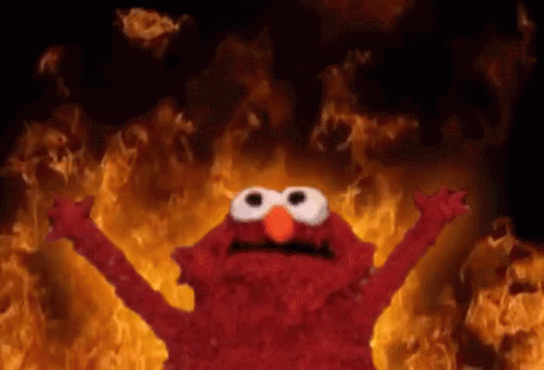 Hot As Hell Elmo Raising Arms GIF