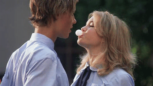 Hot Bubble Gum Romance Between Couple GIF