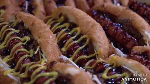 Hot Dogs With Mustard And Barbecue Sauce Animatica GIF